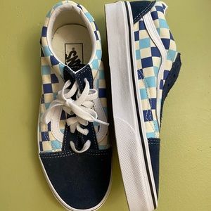 Blue Checkered Vans Womens Size 7.5